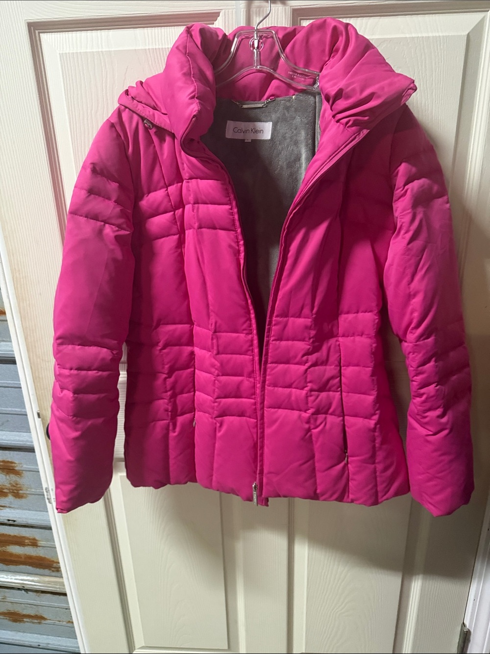 Calvin Klein women’s ' Bright Pink Quilted Hooded Puffer Jacket